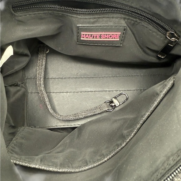 Haute Shore Woven Small Tote Purse Bag Crossbody Top Handle Geometric‎ Black - Picture 8 of 14